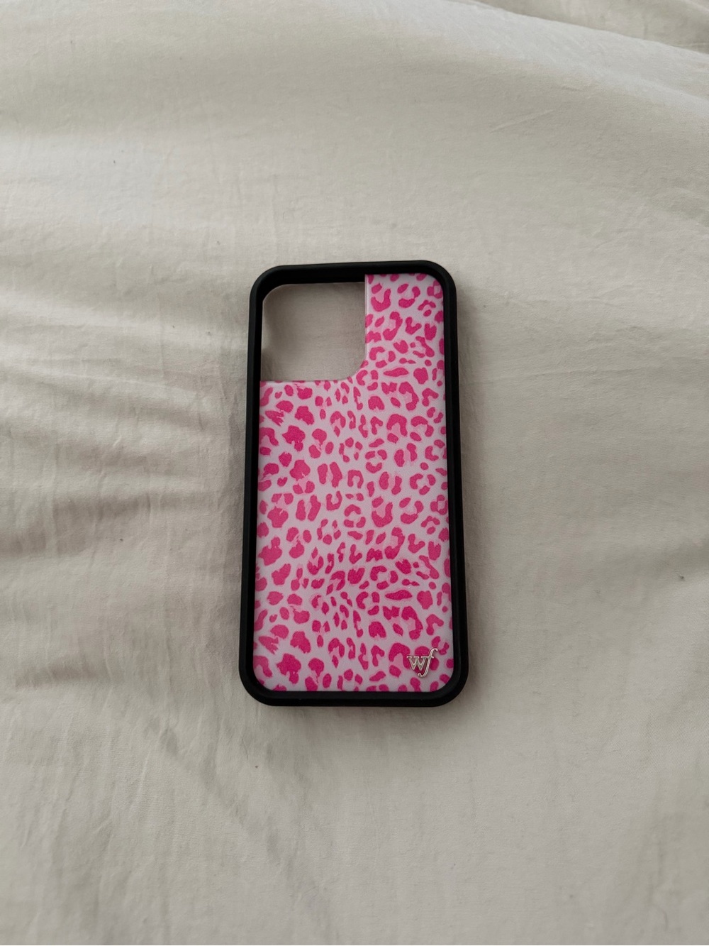 Wildflowers Pink Leopard Print Phone Case with Black Rim